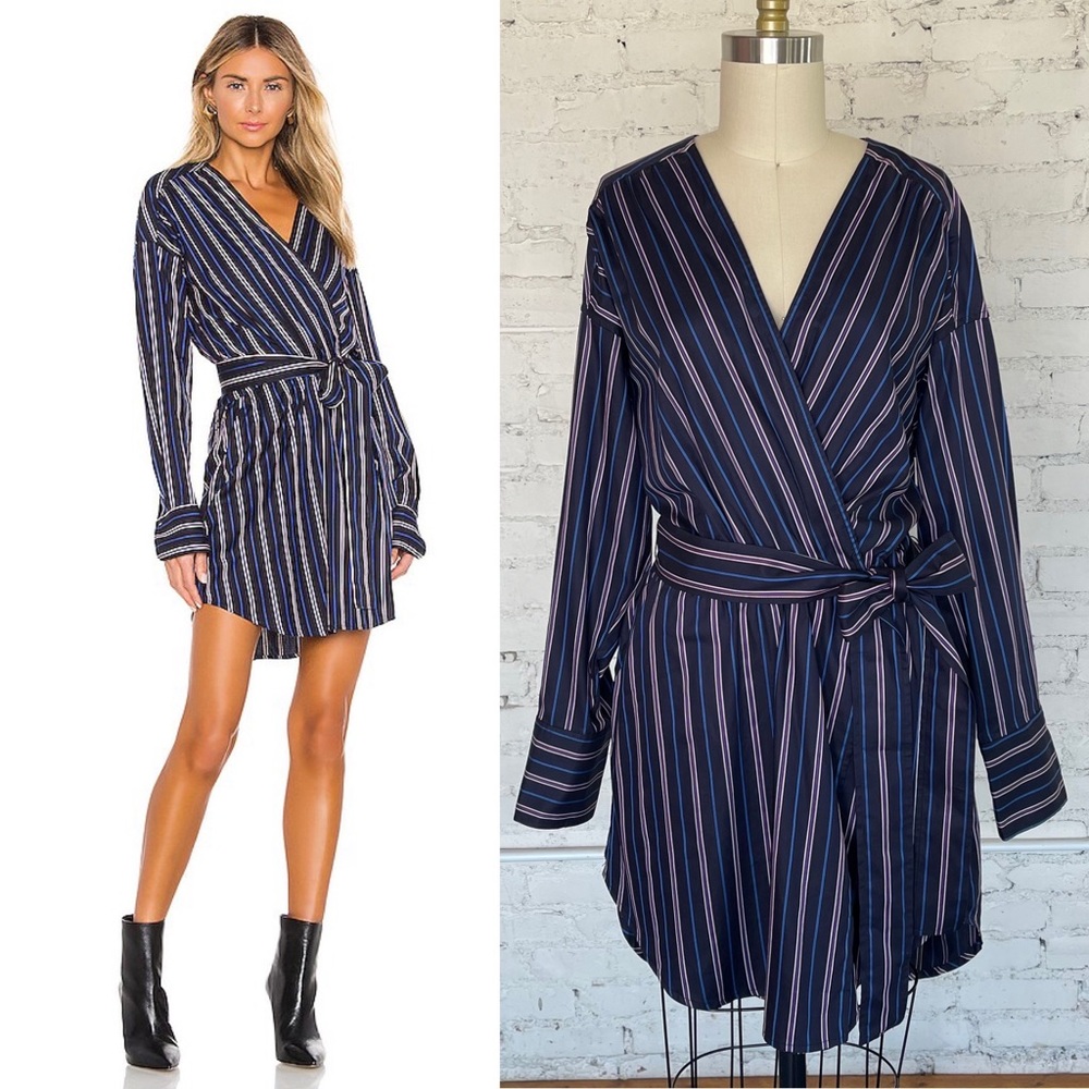 A.L.C. Imogen Dress 6 Navy ALC Wrap Shirt Dress NWT